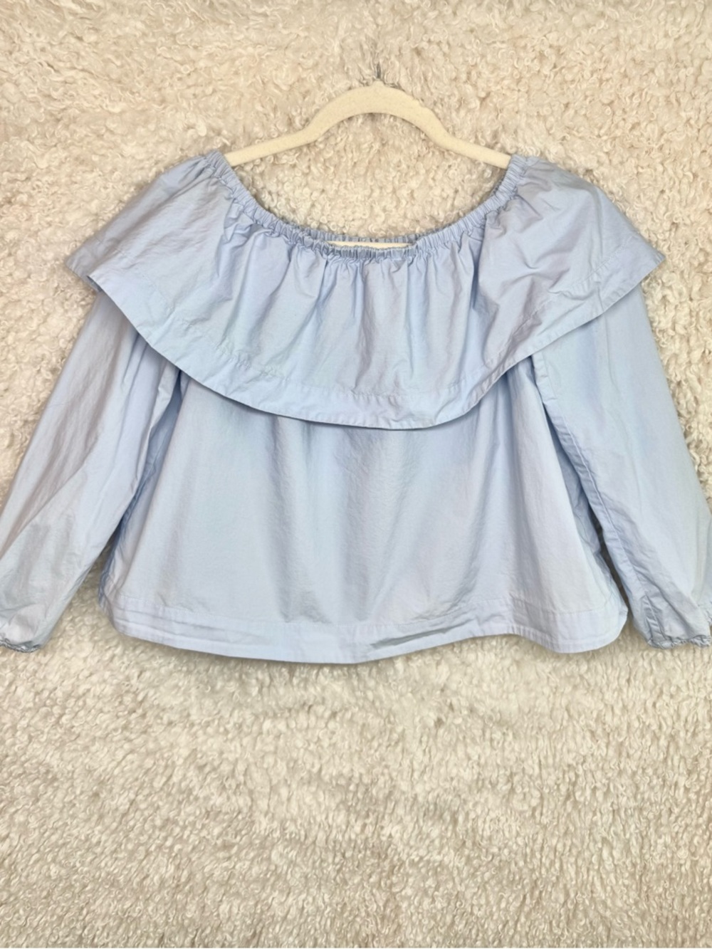Wilfred by Artizia Off-Shoulder Light Blue Ruffle Blouse 💙 Feminine Cottagecore